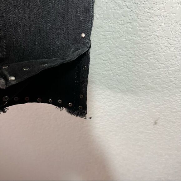 Harper Black Distress Midi Embellished Ankle Skinny Jeans Women's Size 28 Fringe - Picture 5 of 9